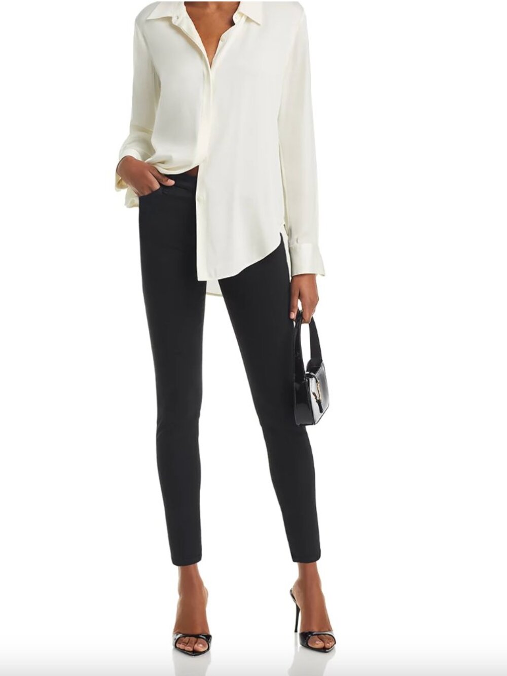7 For All Mankind Slim Illusion High Rise Ankle Skinny Jeans in Luxe Black 25